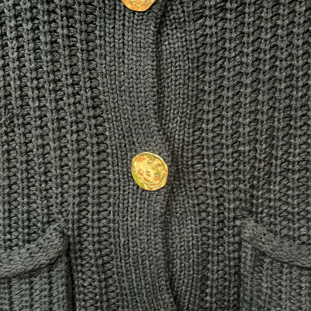 Navy blue Knit Vest with Gold Buttons - Picture 2 of 3